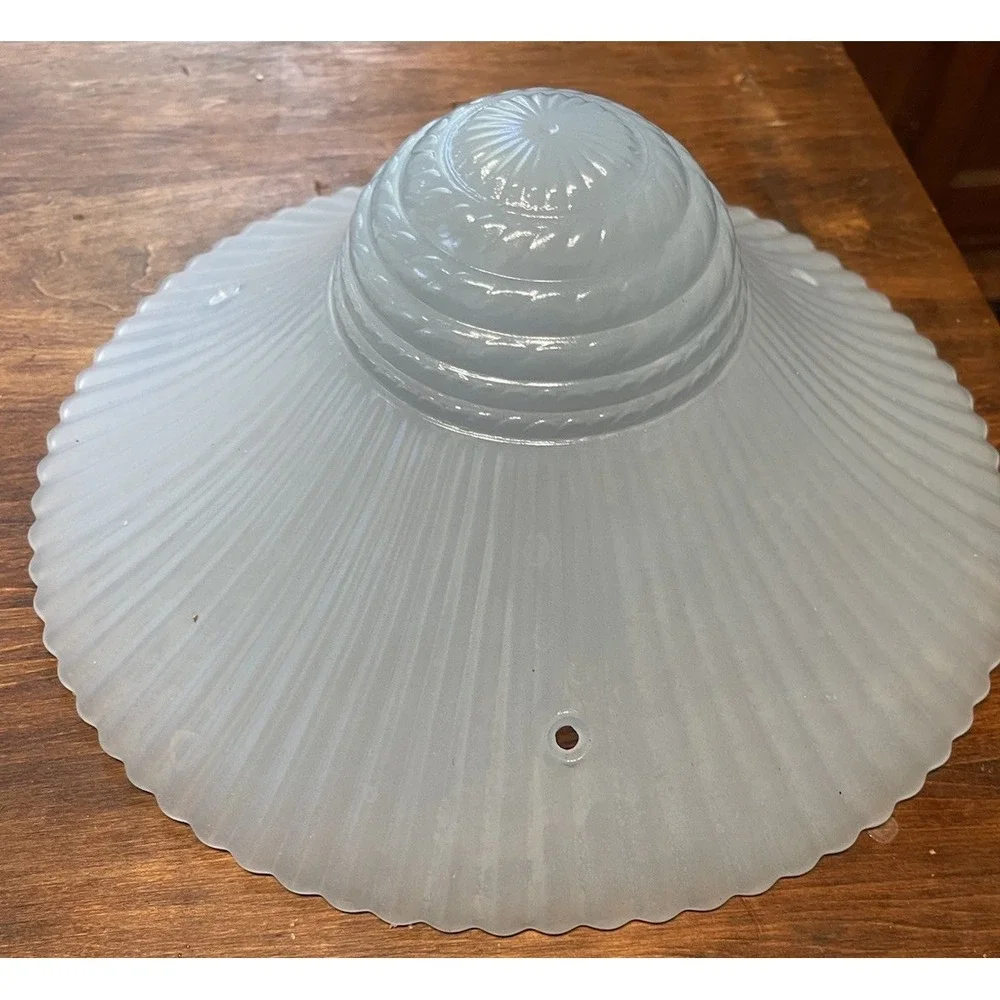 Macbeth Evans Petalware Monax Blue Opalescent Glass 3 Hole Ceiling Light Shade